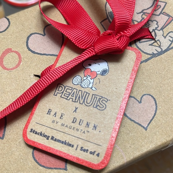 SALE! Rae Dunn & Peanuts  Charlie Brown & Snoopy Set Ceramic Red/White Ramukins - Picture 2 of 4